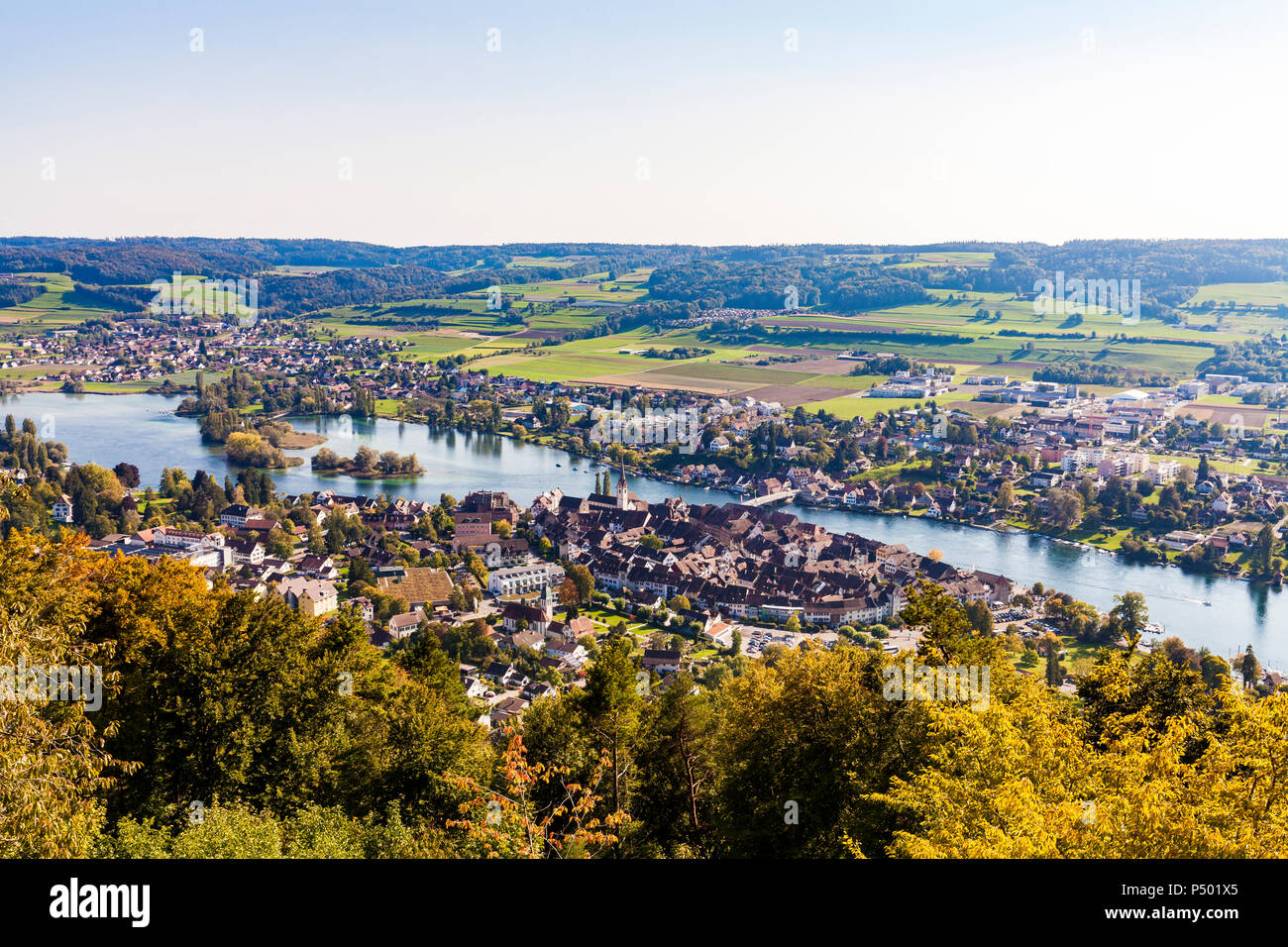 La Suisse, canton de Schaffhouse, Stein am Rhein, le lac de Constance, le Rhin, paysage urbain Banque D'Images
