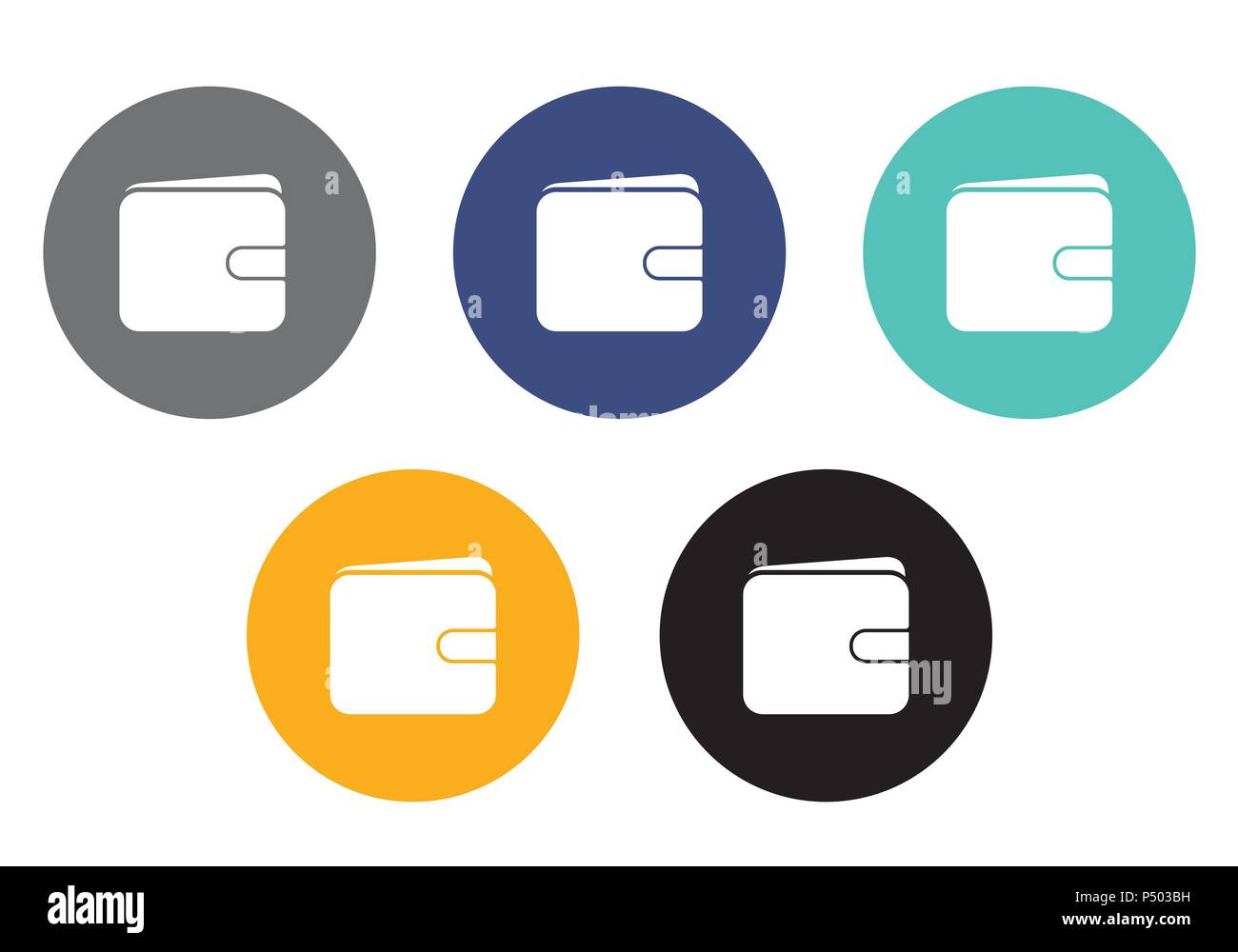 Ensemble de porte-monnaie circulaire vecteur icônes de différentes couleurs - utilisable pour l'e-shop ou web Illustration de Vecteur