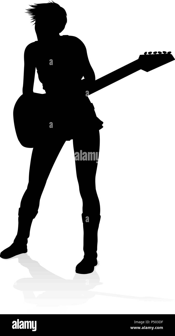 Silhouette guitariste musicien Illustration de Vecteur