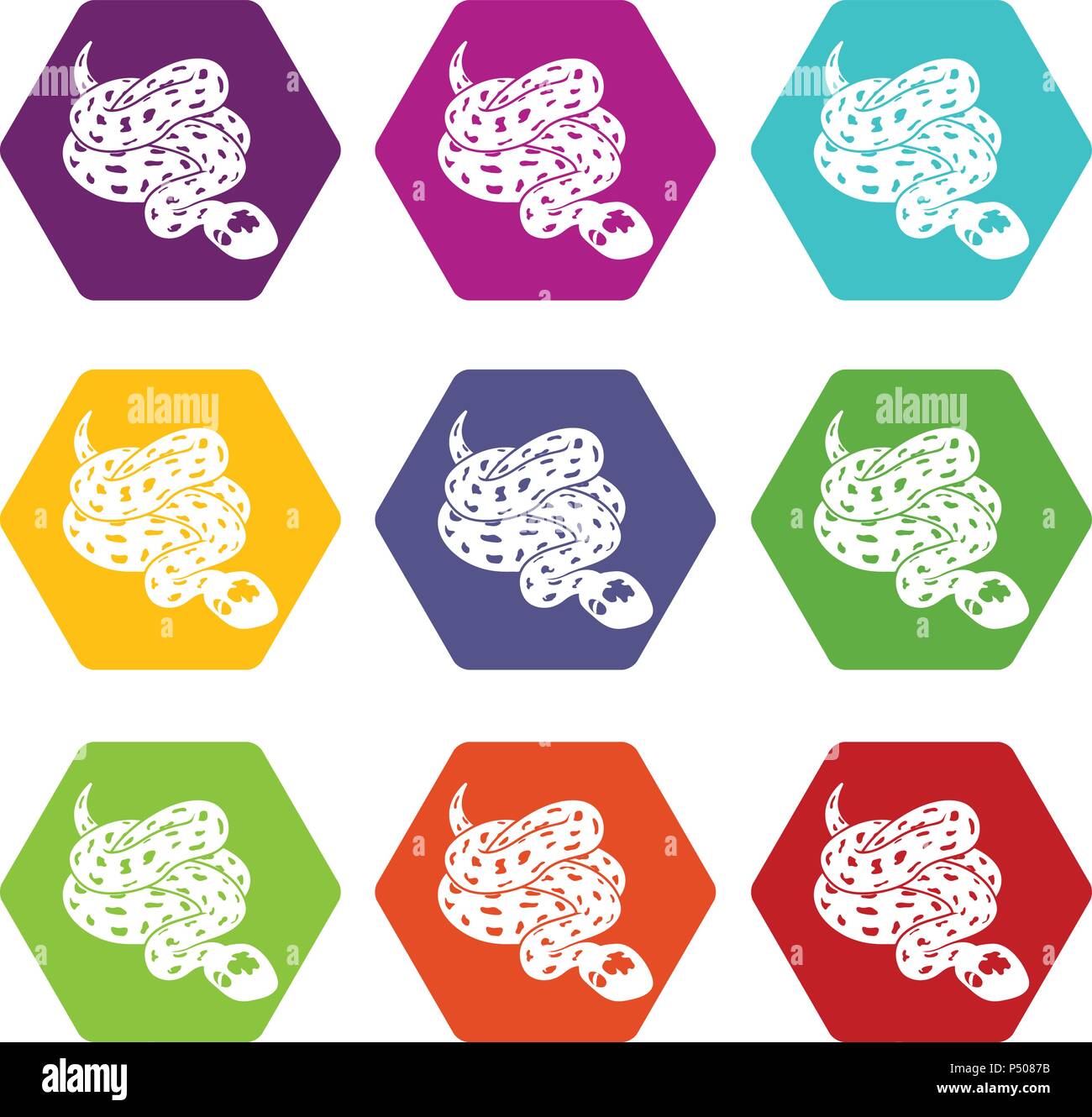 Serpent Anaconda icons set 9 vector Illustration de Vecteur