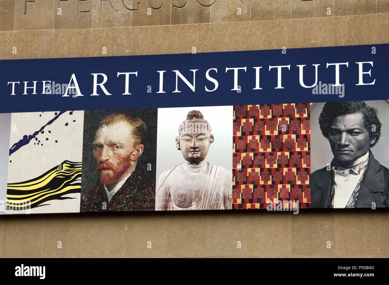 INSTITUTO DE ARTE DE CHICAGO (THE ART INSTITUTE OF CHICAGO). CARTEL en el exterior. CHICAGO. L'état de l'Illinois. Estados Unidos. Banque D'Images