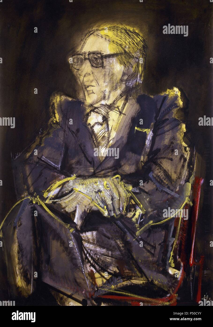 TORRENTE BALLESTER, Gonzalo (El Ferrol,1910). Escritor español, considerado como uno de los renovadores de la novelística española réel. Ha desarrollado una importante como ensayista du travail y crítico literario. De sus obras destacan, 'Teatro Español contemporáneo" (1957), 'Off-side" (1969), 'Don Juan' (1963) 'y Filomeno un mi pesar' (1988). De Oleo Alvaro DELGADO (1922) . Banque D'Images