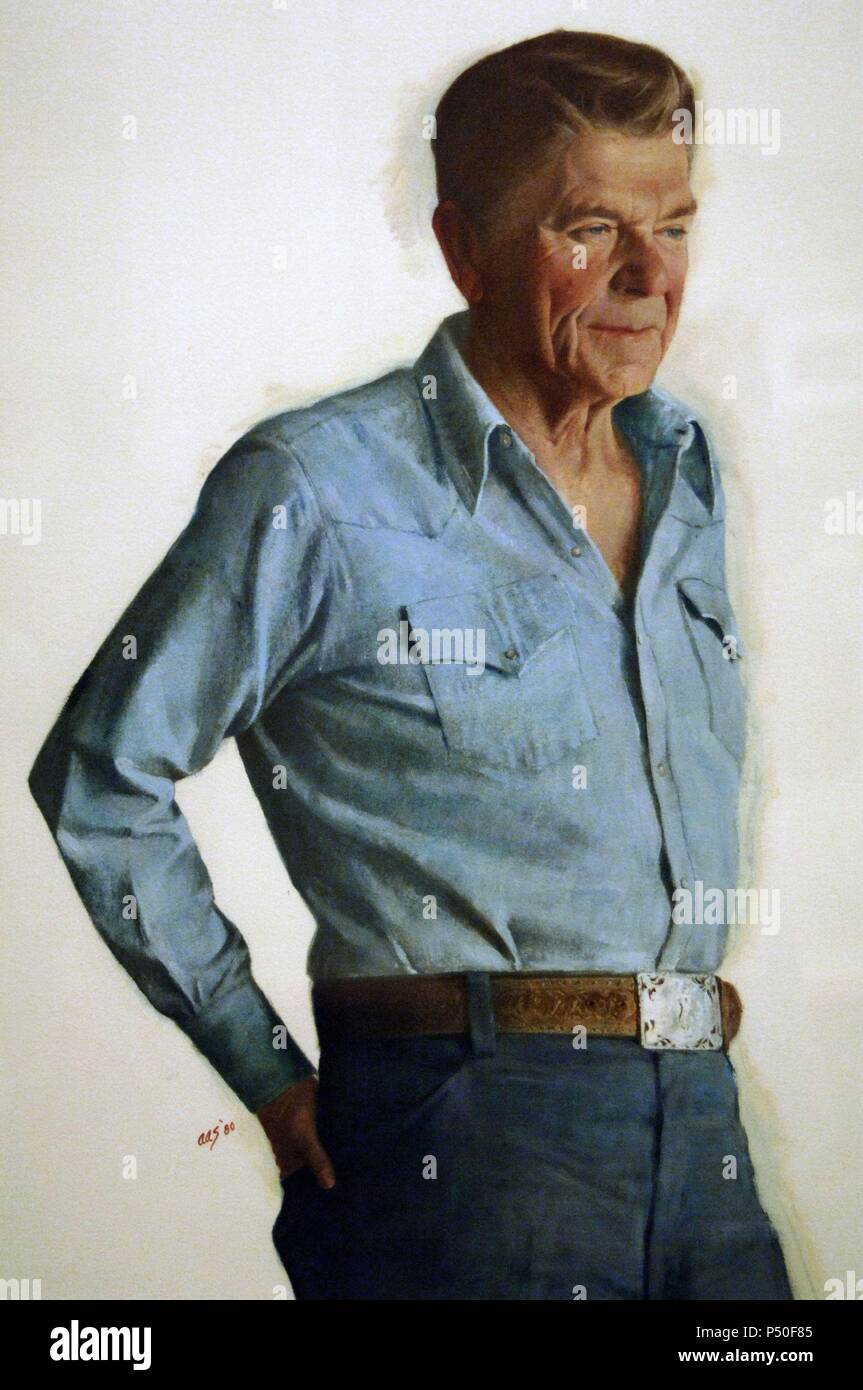 Ronald Reagan (1911-2004). L'acteur et homme politique. 40e président des États-Unis (1981-1989). Portrait (1980) par Aaron Shikler (né en1922). National Portrait Gallery. Washington D.C. United States. Banque D'Images