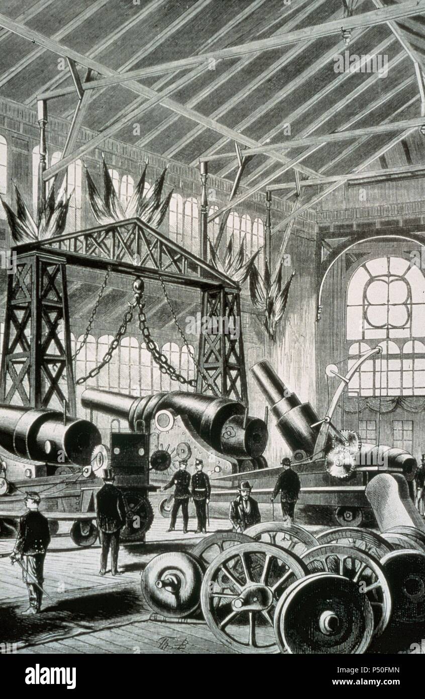 L'Autriche. Vienne. Exposition mondiale, 1873. Krupp Pavilion. L'intérieur. La gravure. Banque D'Images