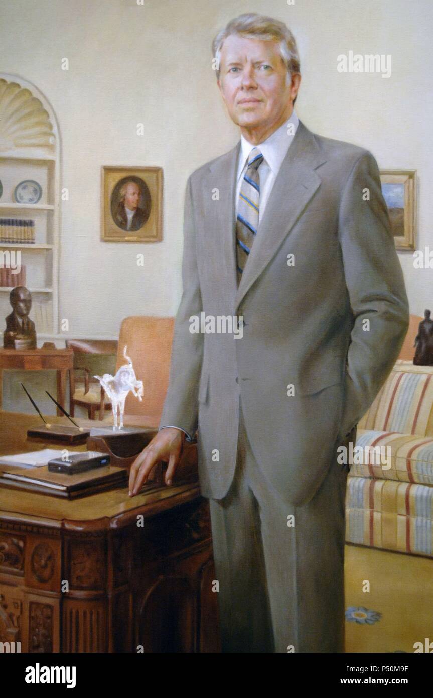 Earl James "Jimmy" Carter (né en 1924). Homme politique américain. 39e président des États-Unis (1977-1981). Portrait (1980) par Robert Templeton (1929-1991). National Portrait Gallery. Washington D.C. United States. Banque D'Images