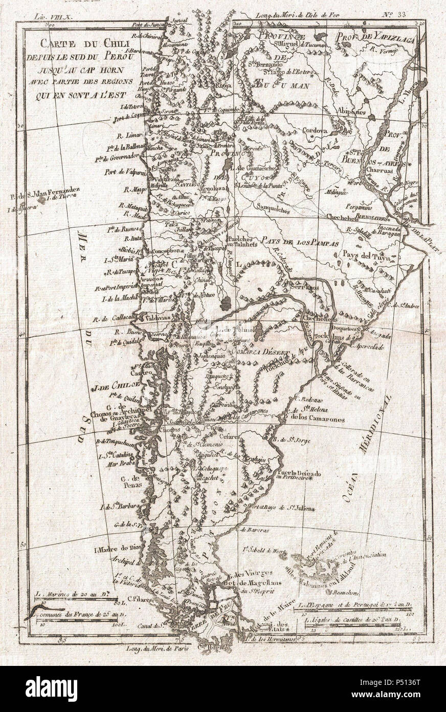 1780 Raynal et bonne carte de chili - Geographicus - Chili-bonne-1780. Banque D'Images