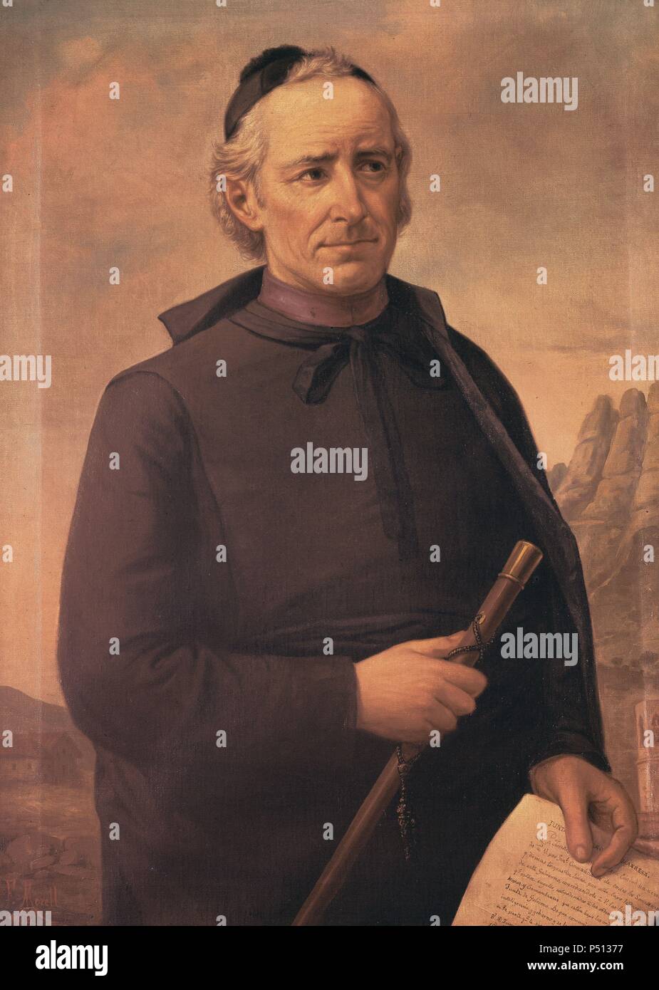 Ramon Montanya Coca (1752-1811). Chanoine de la Cathédrale de Manresa et le général commandant de l'Somatens en 1808. Peinture par Francesc Morell Cornet (1845-1916). 1904. L'Hôtel de ville de Manresa. La Catalogne. L'Espagne. Banque D'Images