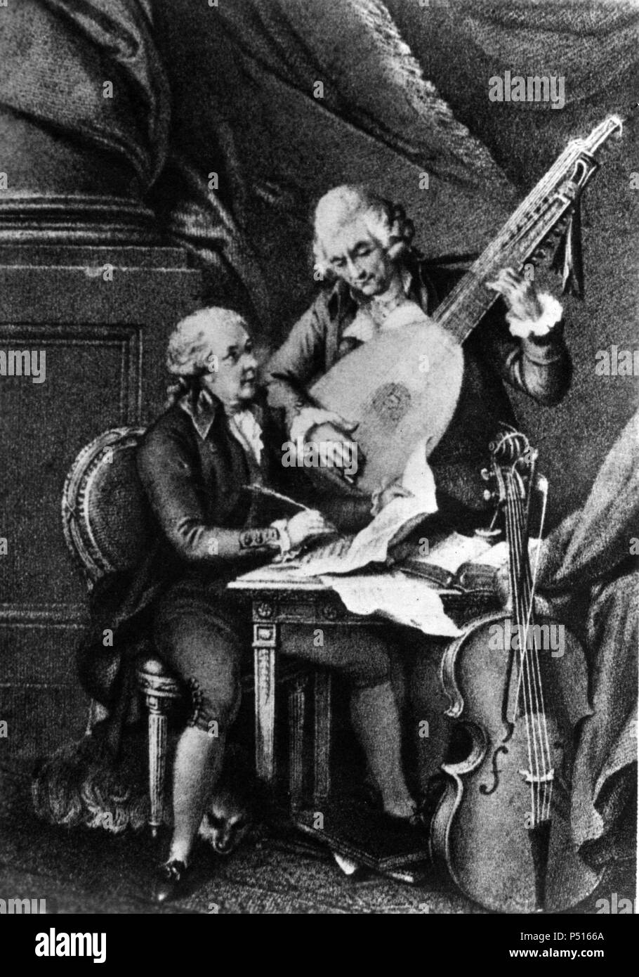 Johann Wolfgang Amadeus Mozart (Salzbourg, 1756-Viena, 1791) et Franz Joseph Haydn (Rohrau, 1732-1809), Viena. Austríacos Compositores de música clásica. Banque D'Images