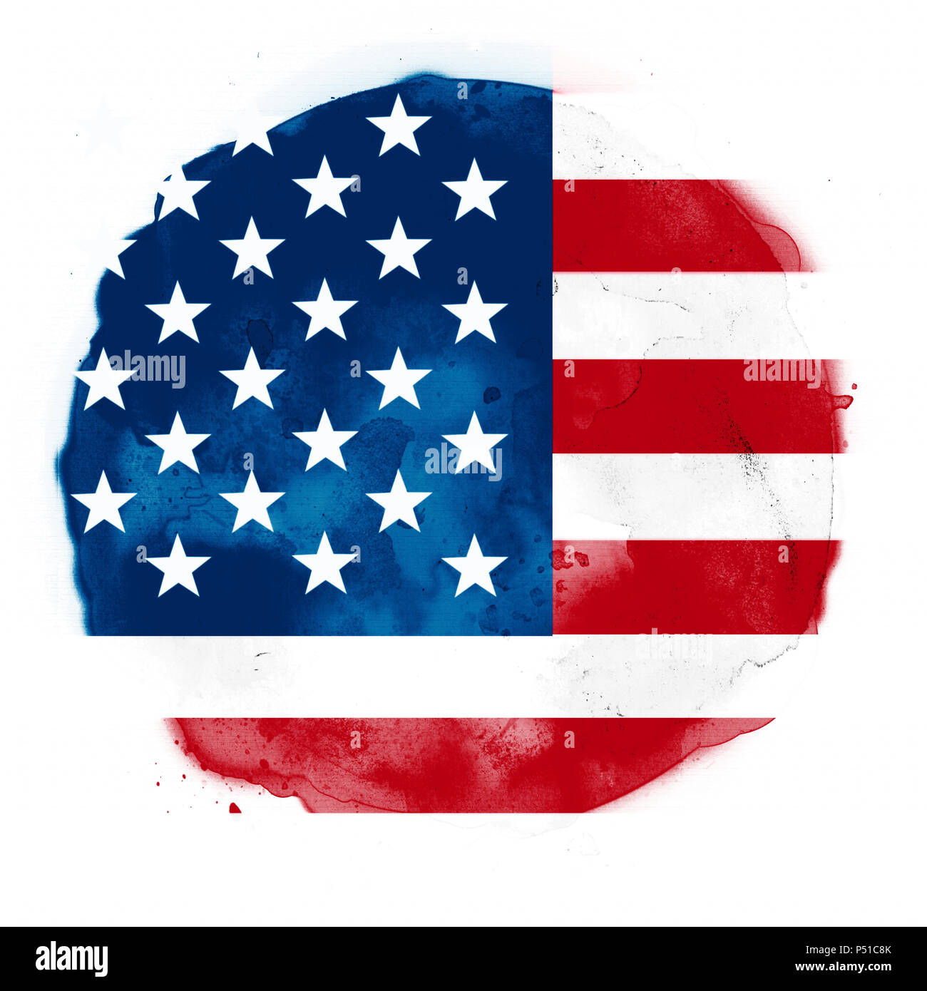 Usa flag de l'aquarelle sur fond blanc Banque D'Images