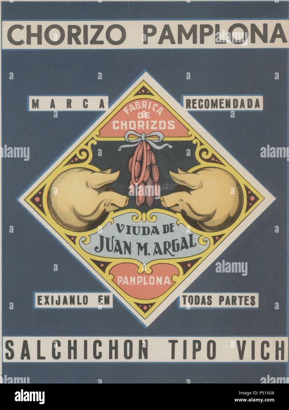 Anuncio publicitario de Chorizo Pamplona. Publicado en la revista Vértice nº 4, 1937. Banque D'Images