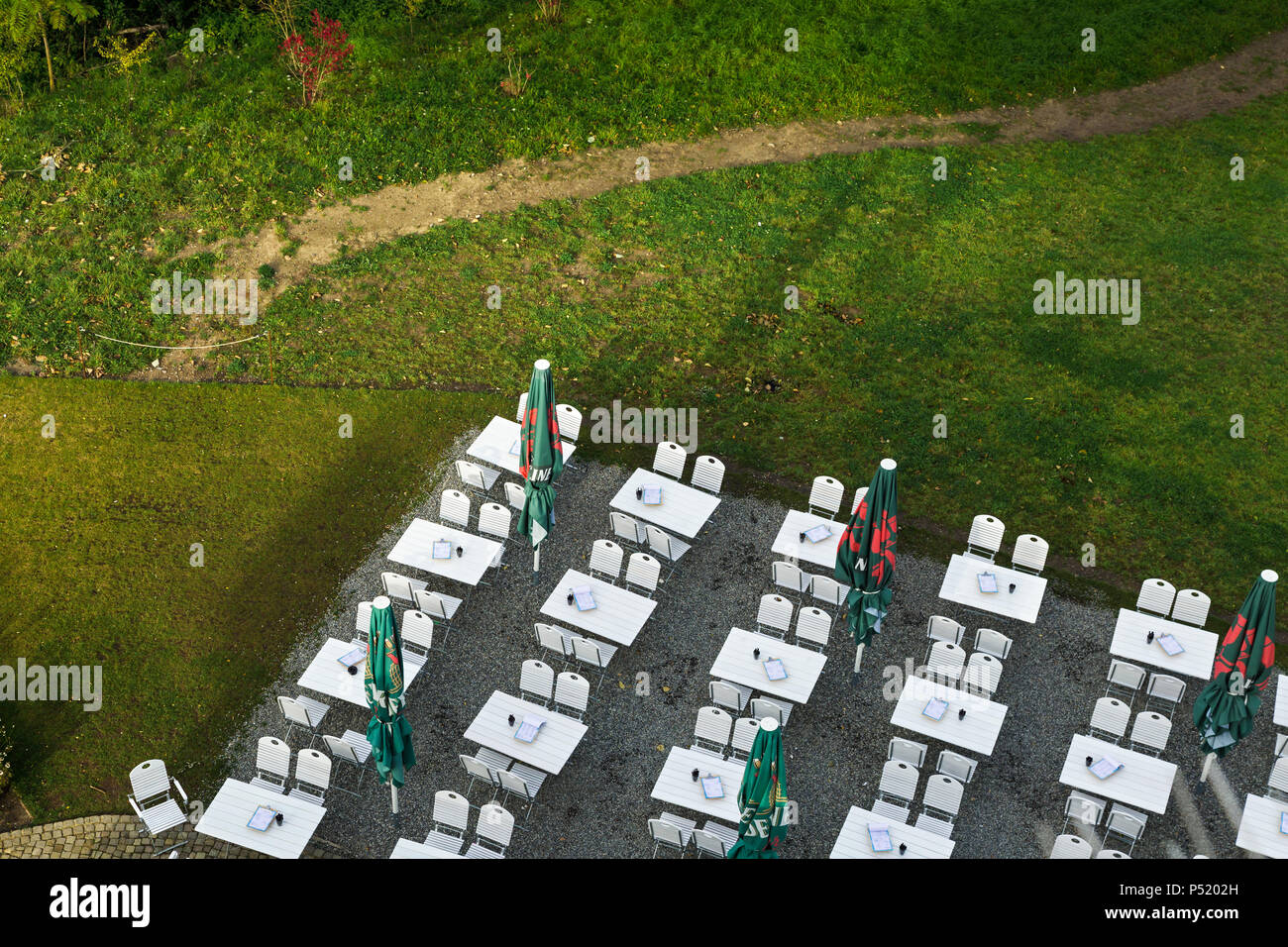 Berlin, Allemagne - Vue d'un café en plein air sur le terrain de l'Exposition internationale 2017 IGA dans le district 130 Banque D'Images
