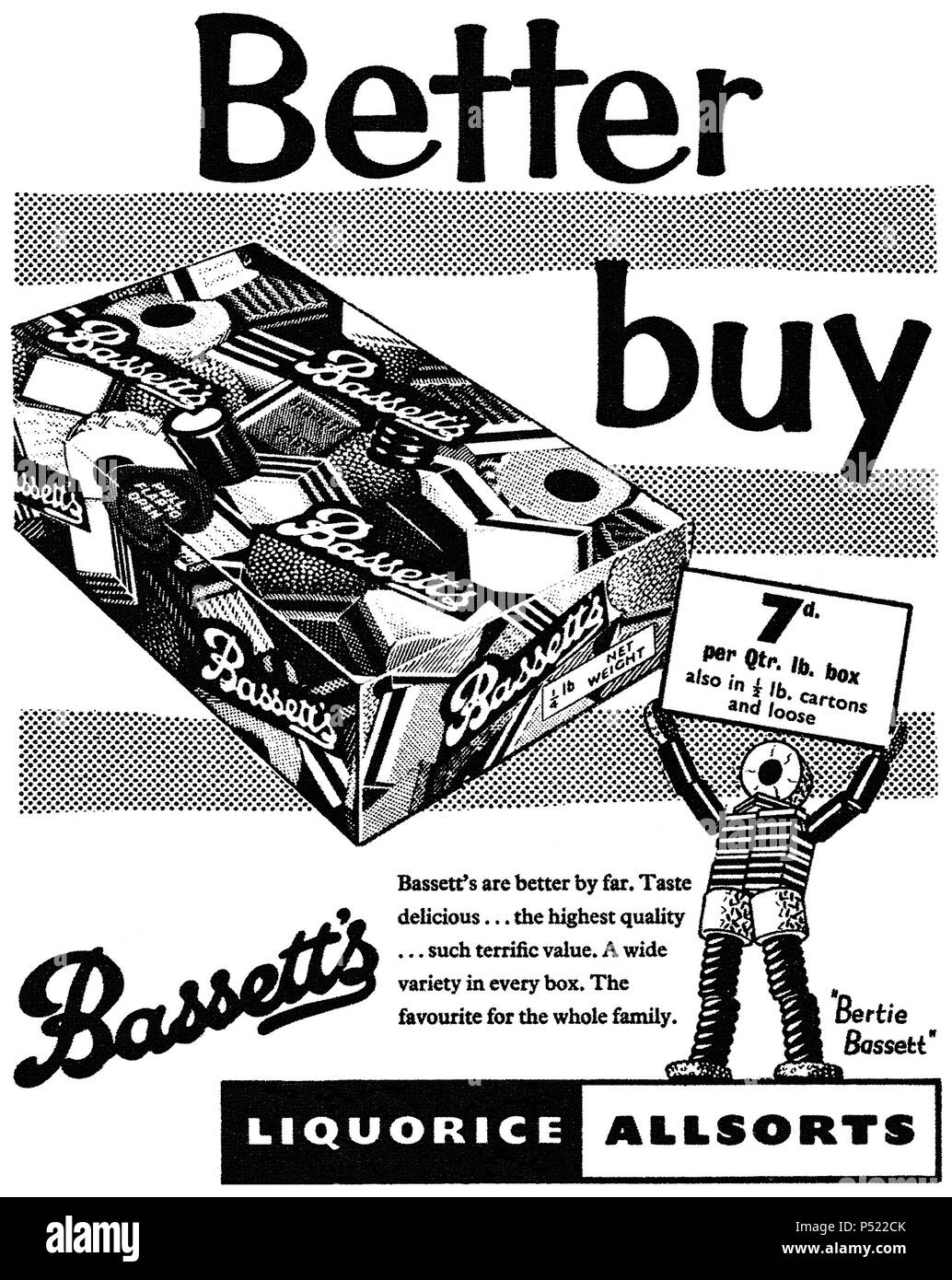 1956 La publicité pour la farandole de réglisse de Bassett. Banque D'Images