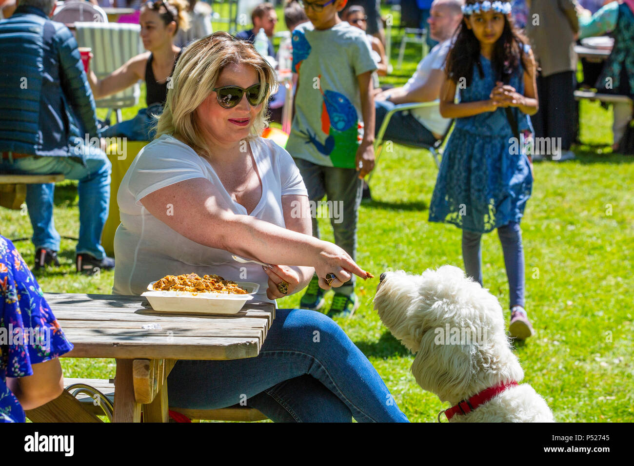 Glasgow, Royaume-Uni. 24 Juin, 2018. Sous le soleil d'été, des milliers de gens se sont rendus, à l'assemblée annuelle tenue à Mela Glasgow Kelvingrove Park pour profiter d'une journée de célébration de tous les aspects de la culture asiatique. Il y avait de nombreuses troupes de danse et de bandes d'Asie y compris le RAJASTAN HERITAGE BRASS BAND sur leur deuxième apparition à la Mela GABHRU et la troupe de danse asiatique de Panjab depuis Birmingham sur leur première apparition : Crédit Findlay/Alamy Live News Banque D'Images