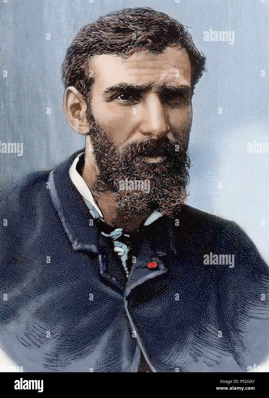 Savorgnan de Brazza, Pierre-Paul (1852-1905). Explorateur et navigateur français d'origine italienne. Gravure en couleur. Banque D'Images