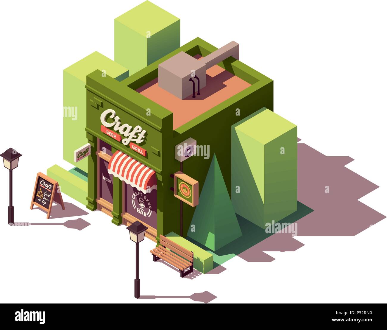 Isométrique vectoriel craft beer bar Illustration de Vecteur