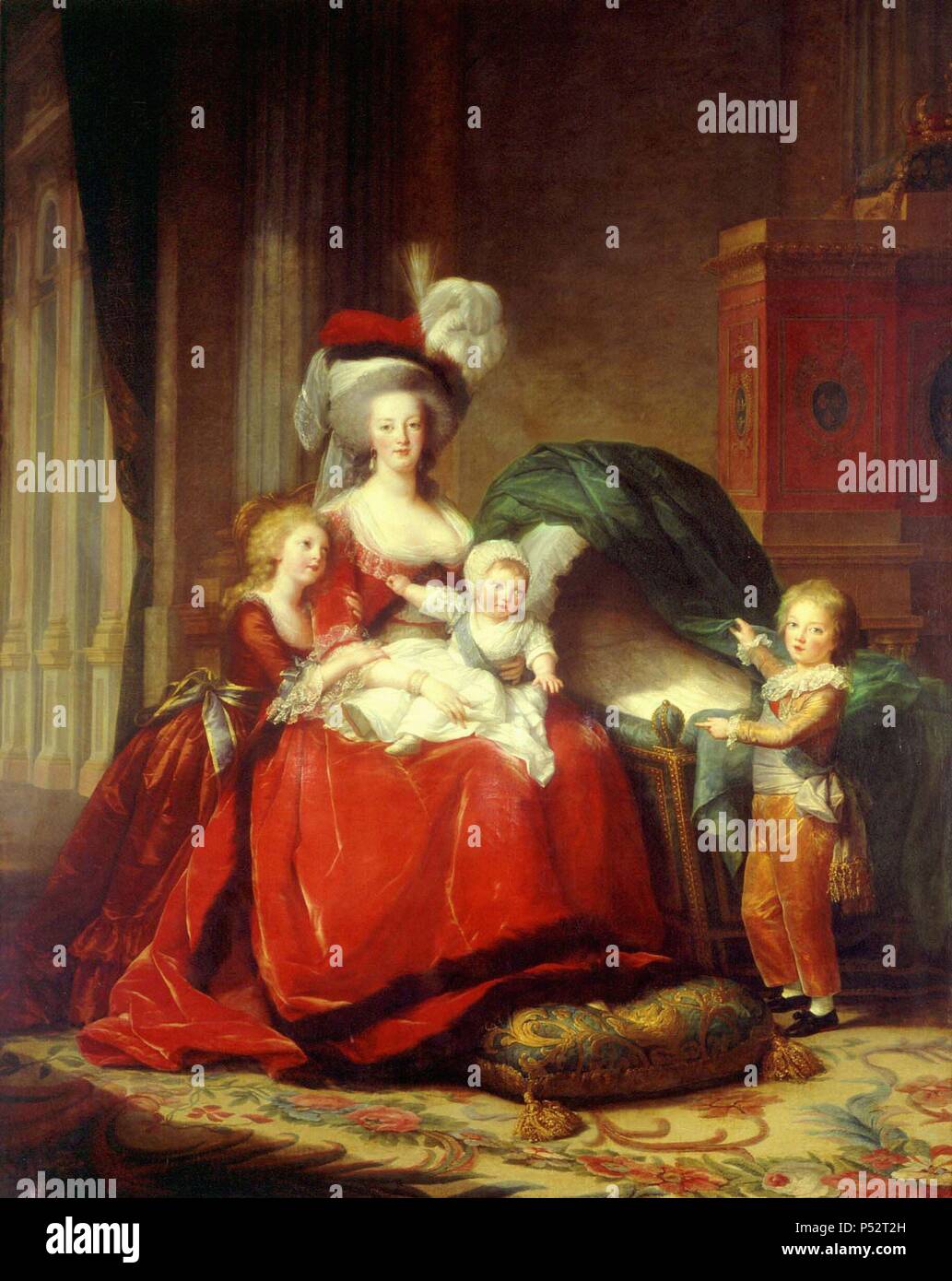 'Marie-Antoinette de Lorraine-Habsbourg, Reine de France, et ses enfants", 1787, huile sur toile, 195 x 271 cm. Auteur : Louise Élisabeth Vigée Le Brun (1755-1842). Emplacement : MUSEO PALACIO, Versailles, France. Banque D'Images