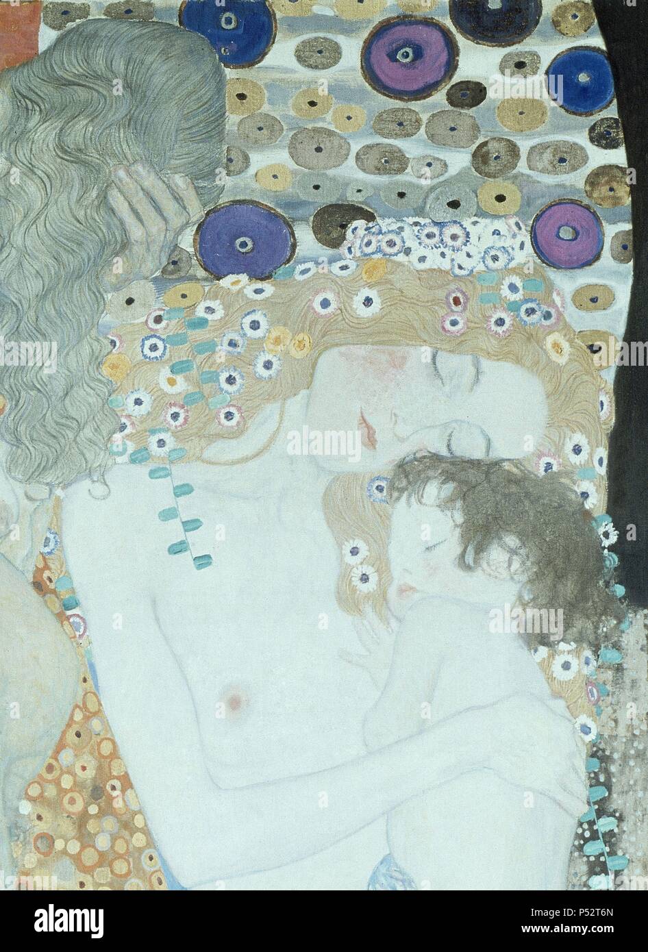 "Les Trois âges de la femme' (détail), 1905, huile sur toile. Auteur : Gustav Klimt (1862-1918). Lieu : MUSÉE NATIONAL D'ART MODERNE, ROME, ITALIE. Banque D'Images