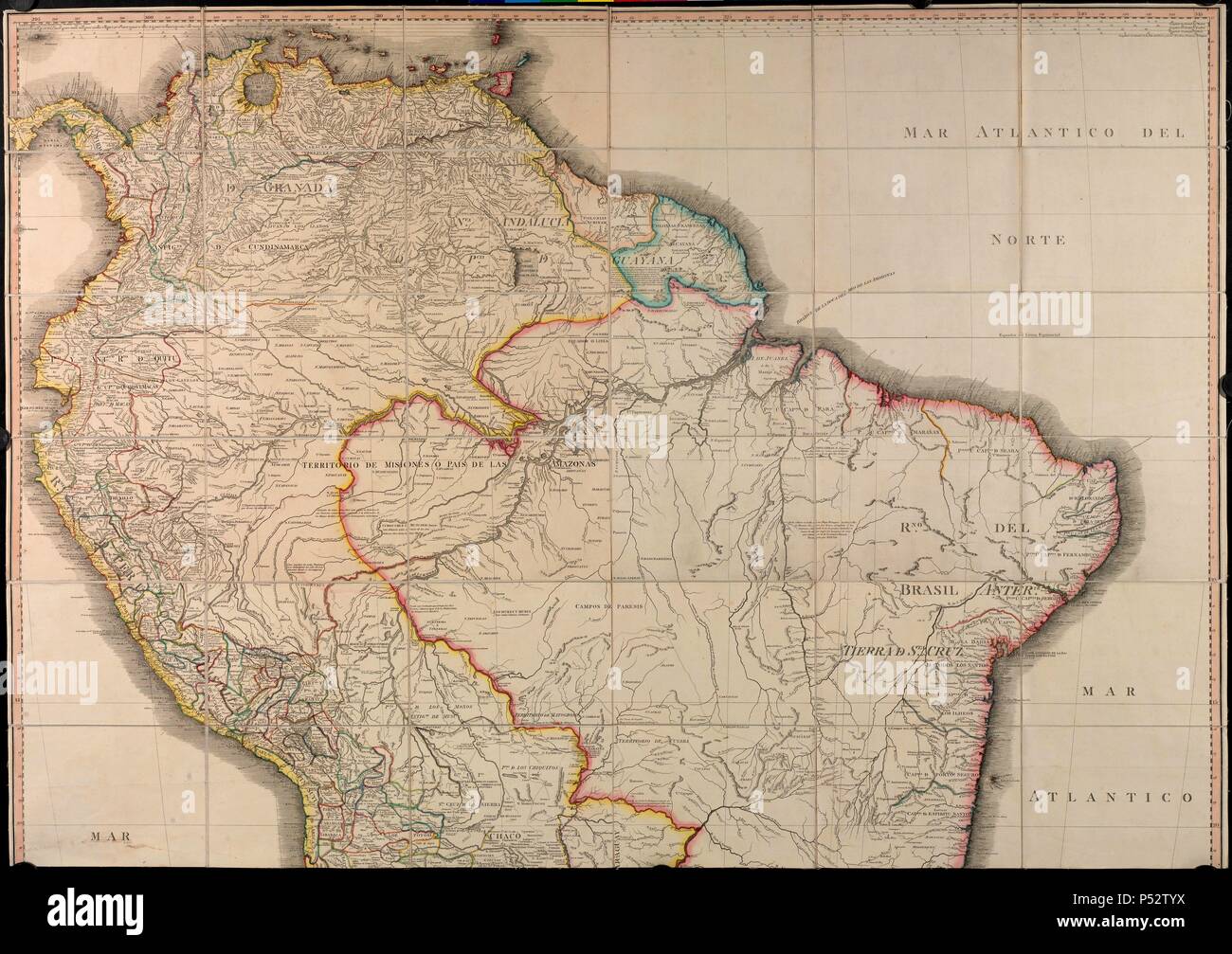 MAPA GEOGRAFICO DE AMERICA MERIDIONAL - 1799. Auteur : CRUZ CANO Y OLMEDILLA JUAN / William Faden. Emplacement : BIBLIOTECA NACIONAL-COLECCION, MADRID, ESPAGNE. Banque D'Images