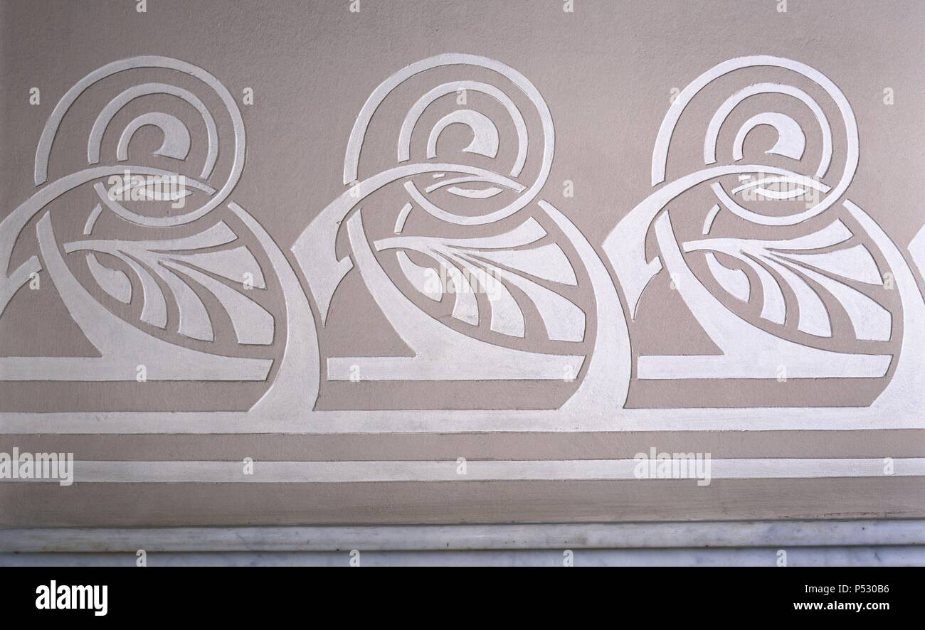 L'Espagne. Barcelone. Lleó Morera Chambre. Résidence privée. Construit par Luis Domenech Montaner (1892-1906), architecte espagnol catalan. Plinthe moderniste. Frontière. L'Europe. Banque D'Images