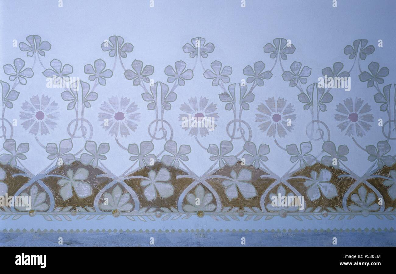 L'Espagne. Barcelone. Lleó Morera Chambre. Résidence privée. Construit par Luis Domenech Montaner (1892-1906), architecte espagnol catalan. Plinthe moderniste. Frontière. Banque D'Images