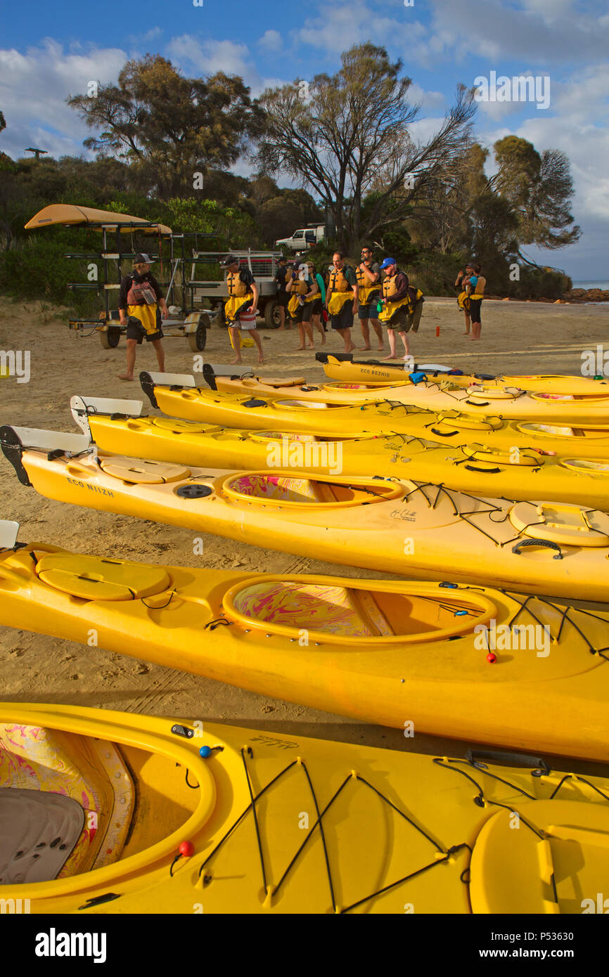 Kayak à Coles Bay, sur la péninsule de Freycinet Banque D'Images