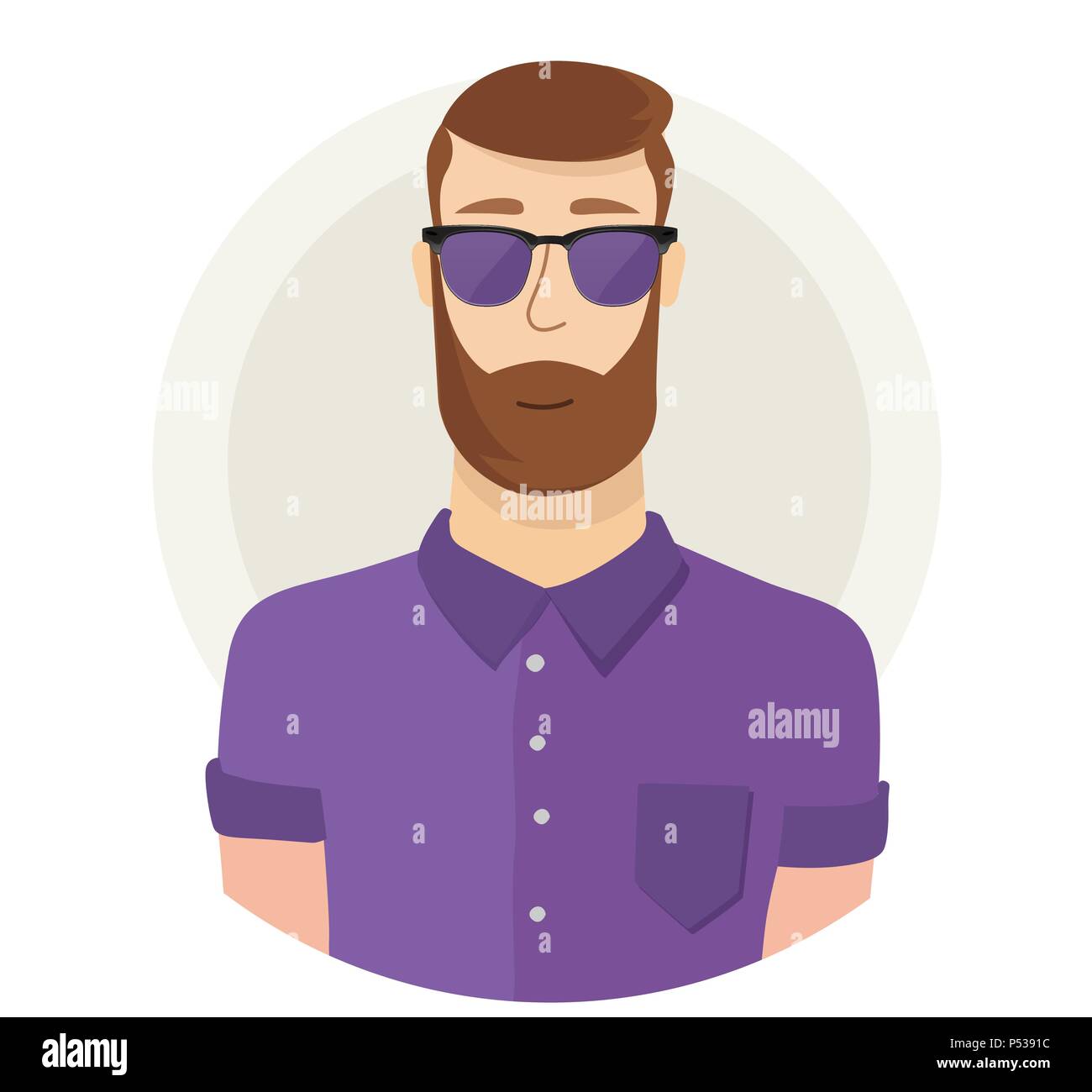 L'homme face au caractère hipster avatar lunettes. Une télévision moderne style. Portrait masculin. Cartoon Vector illustration. Illustration de Vecteur