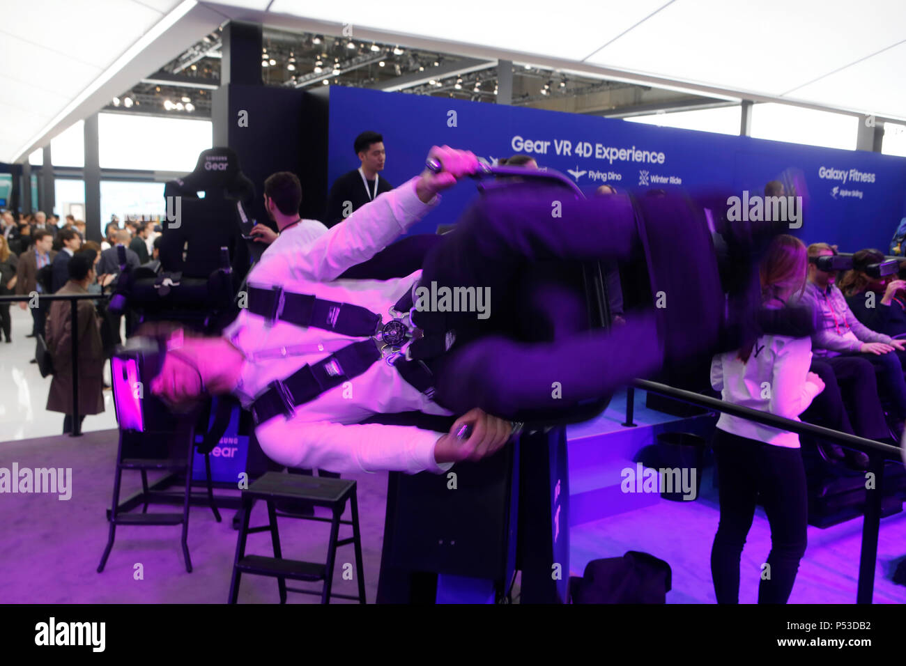 Barcelone,   Espagne - la réalité virtuelle au Mobile World Congress à Barcelone MWC Banque D'Images