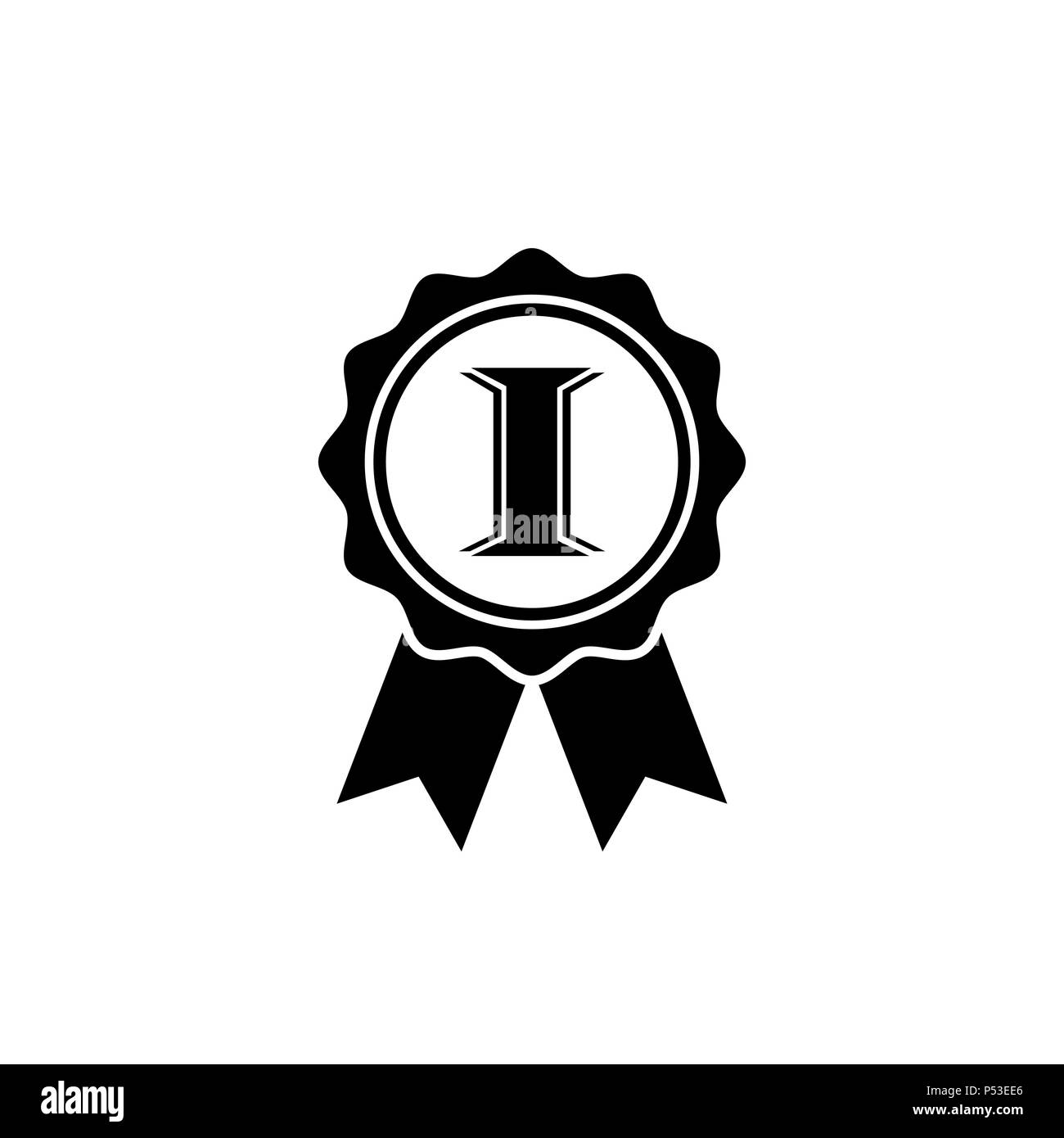 Médaille du prix de l'icône de style plat. Premier prix simple signe. Symbole de la Rosette isolé sur fond blanc. Icône abstrait en noir Vector illustration Illustration de Vecteur