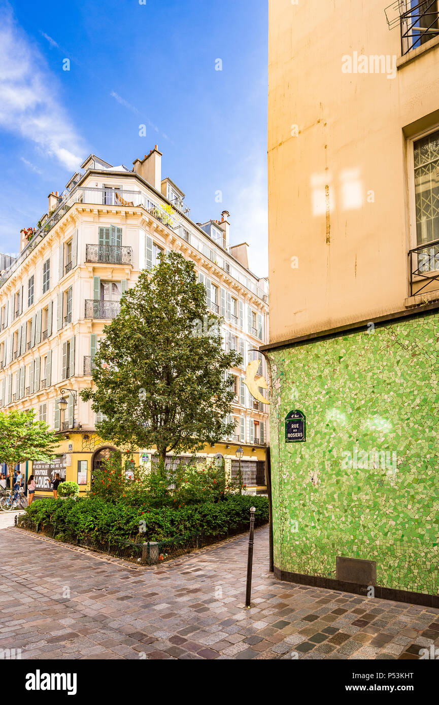 Les belles rues du Marais à Paris, France Banque D'Images