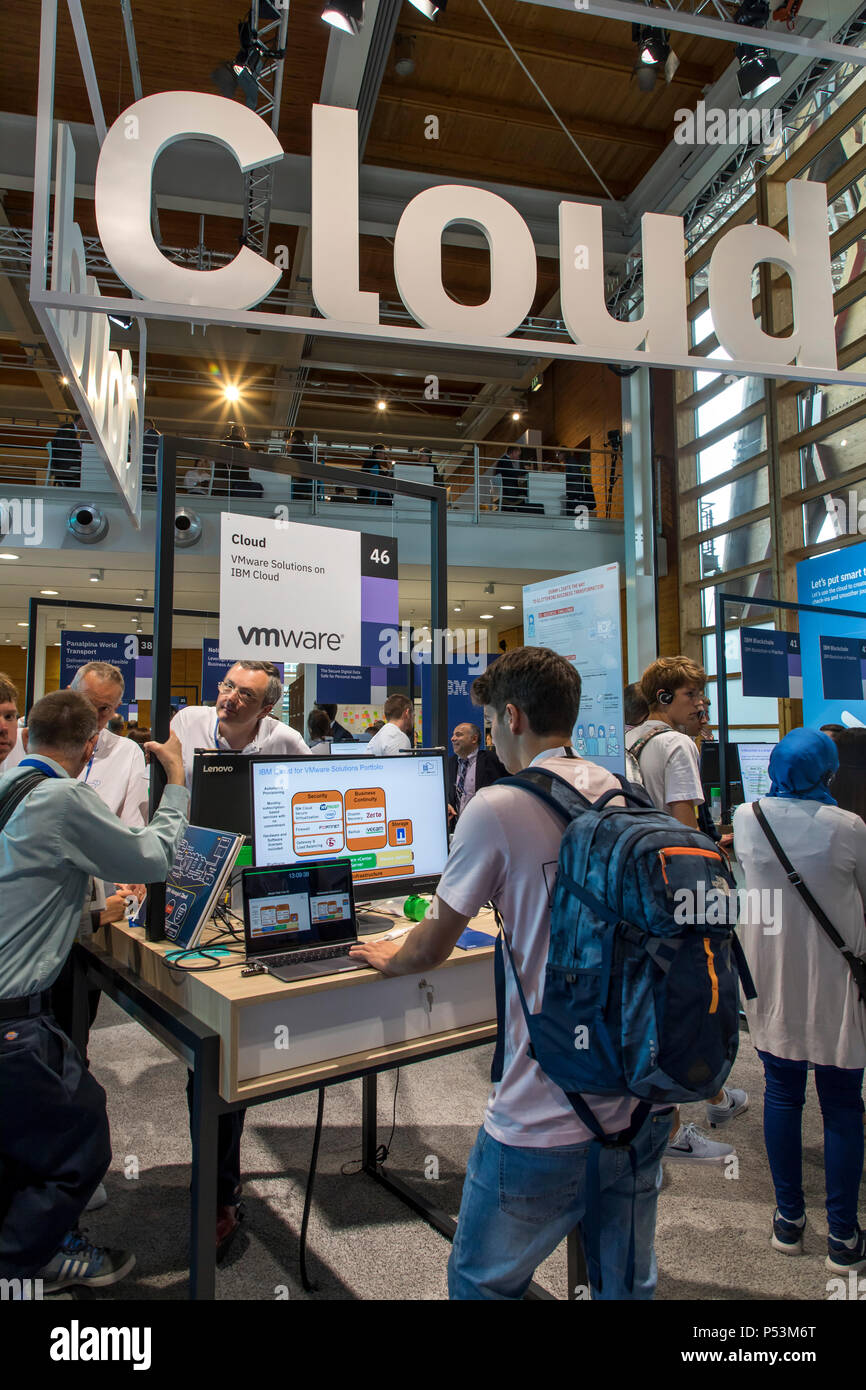 CEBIT 2018, le plus grand salon de Hanovre, IL IBM, stand, Cloud Computing, Allemagne Banque D'Images