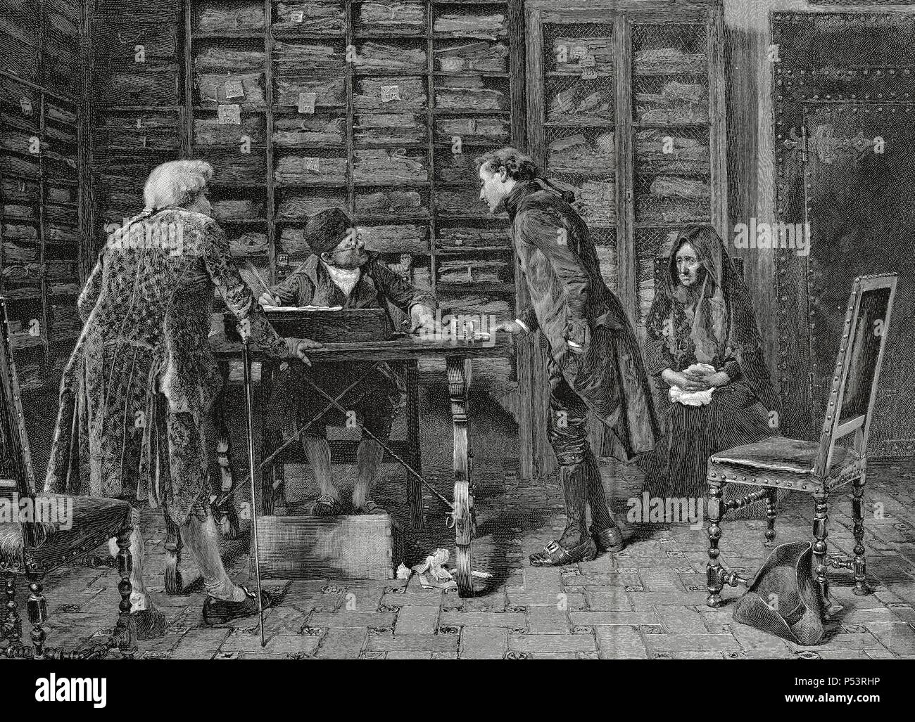 La mise en gage. 18e siècle. La gravure. L 'illustration artistique', 1886. Banque D'Images