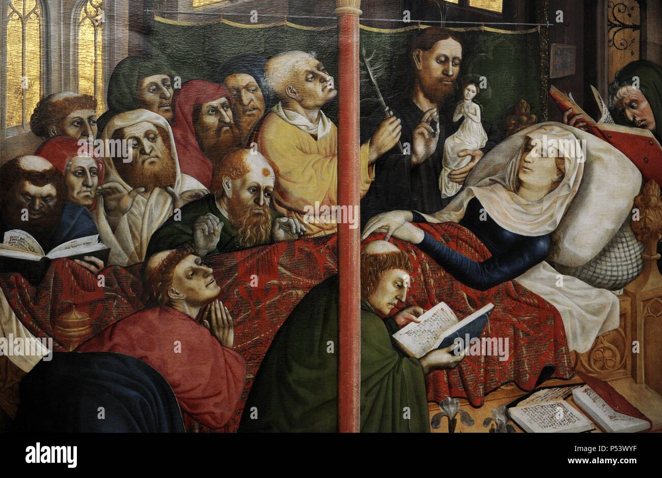 Hans Multscher (1400-1467). Peintre allemand. Retable Wangen im Allgäu, 1437. La mort de la Vierge. Gemaldegalerie. Berlin. L'Allemagne. Banque D'Images