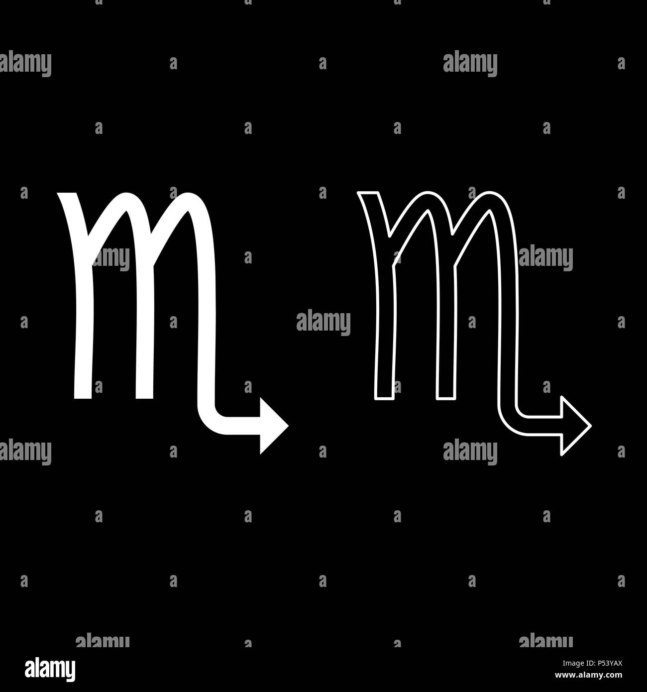 Symbole Scorpion signe astrologique icon set vecteur de couleur blanc télévision image simple style JE Illustration de Vecteur