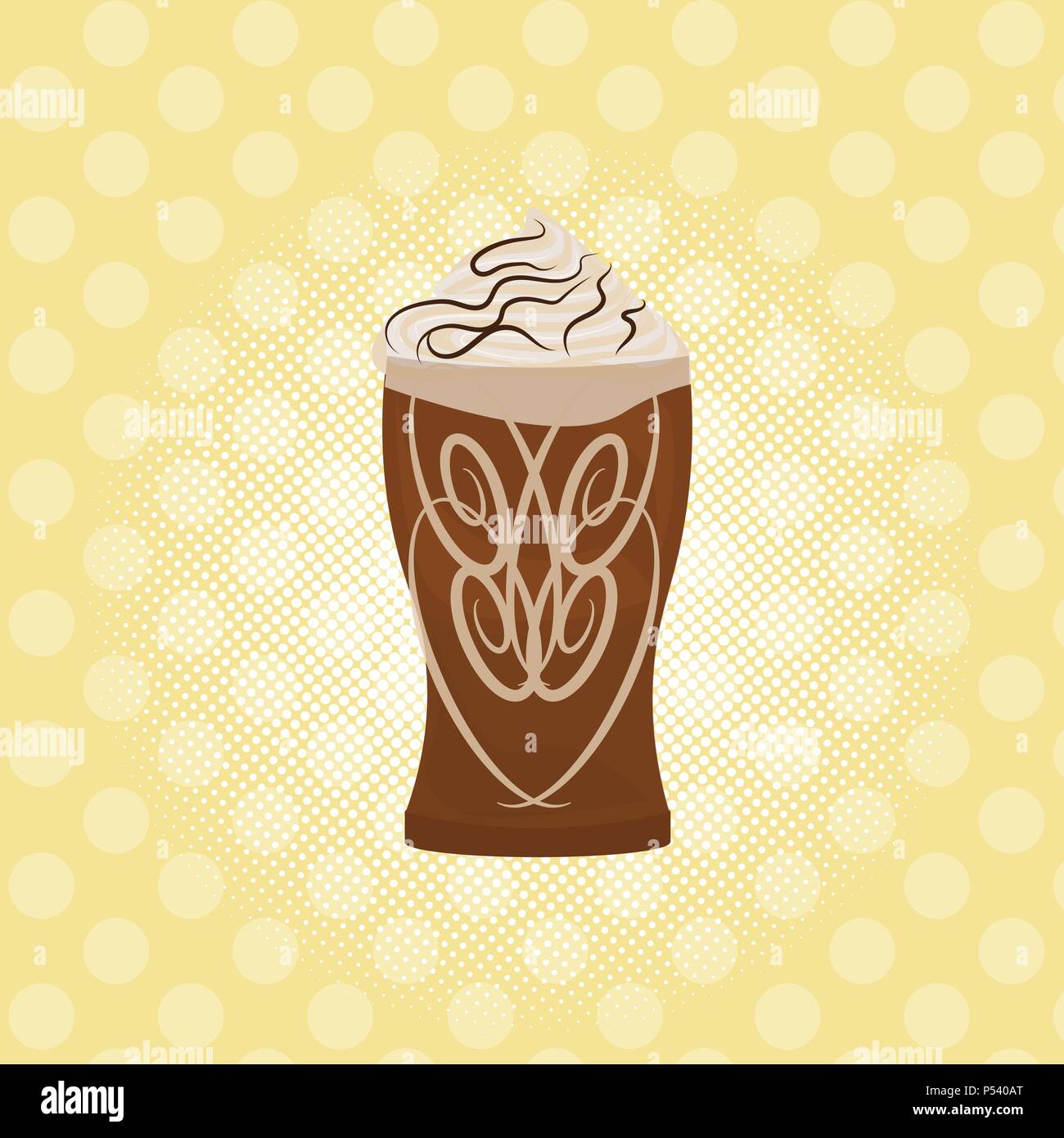 La crème glacée dessert au chocolat sur fond blanc fast food concept design plat Illustration de Vecteur