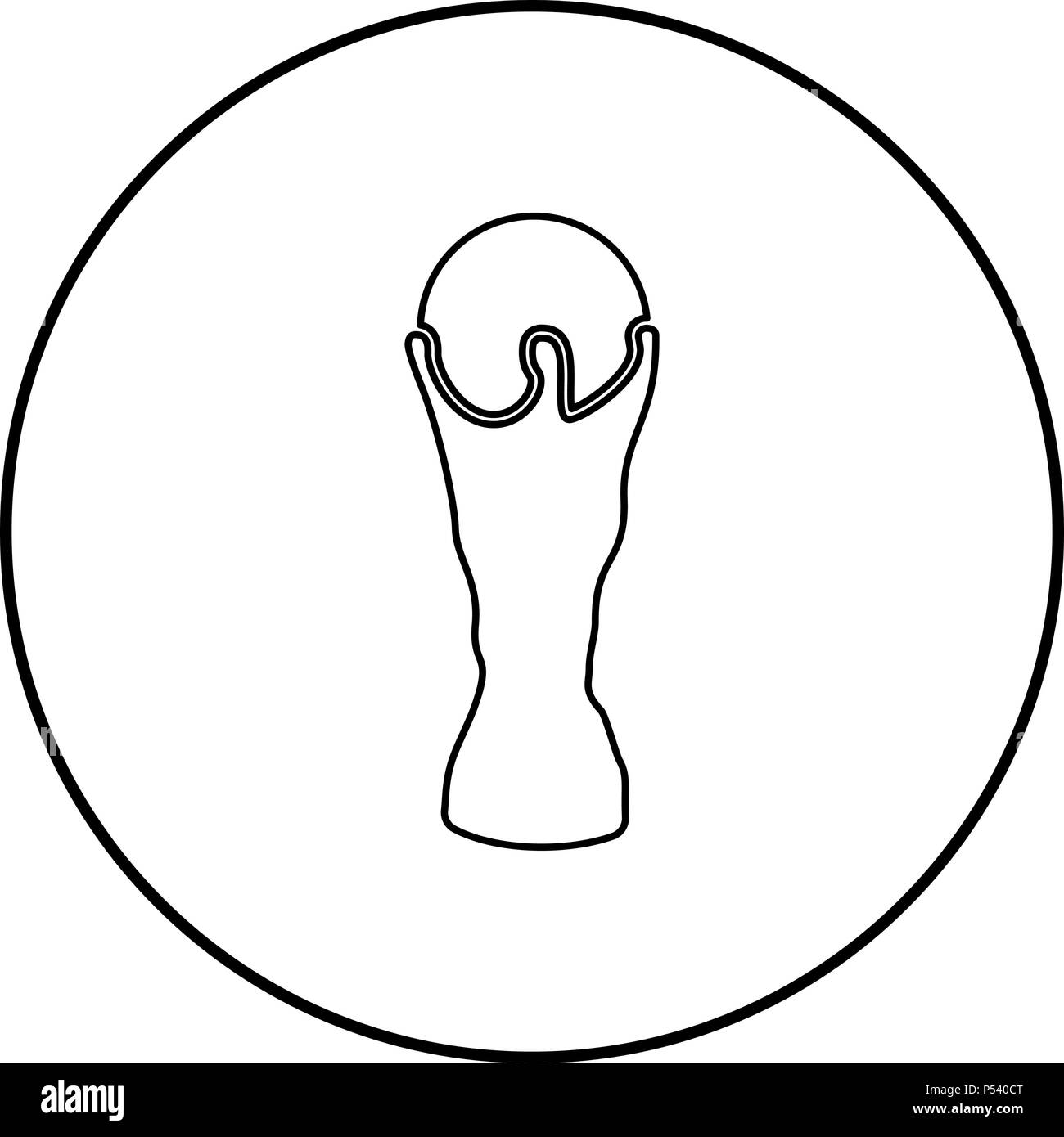Soccer cup icon noir Contour rond cercle en couleur Illustration de Vecteur