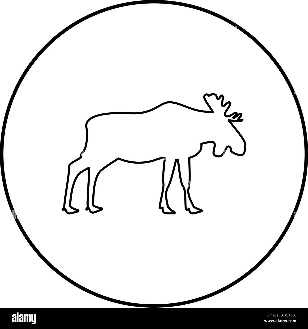 L'icône de l'elt de l'orignal en couleur noir Contour rond cercle Illustration de Vecteur L'icône de l'elt de l'orignal en couleur noir Contour rond cercle Illustration de Vecteur