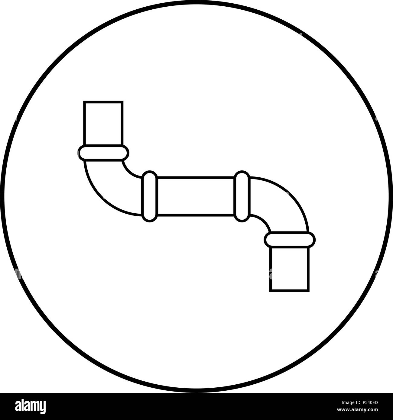 L'icône du tuyau de couleur noire en cercle autour contours Illustration de Vecteur