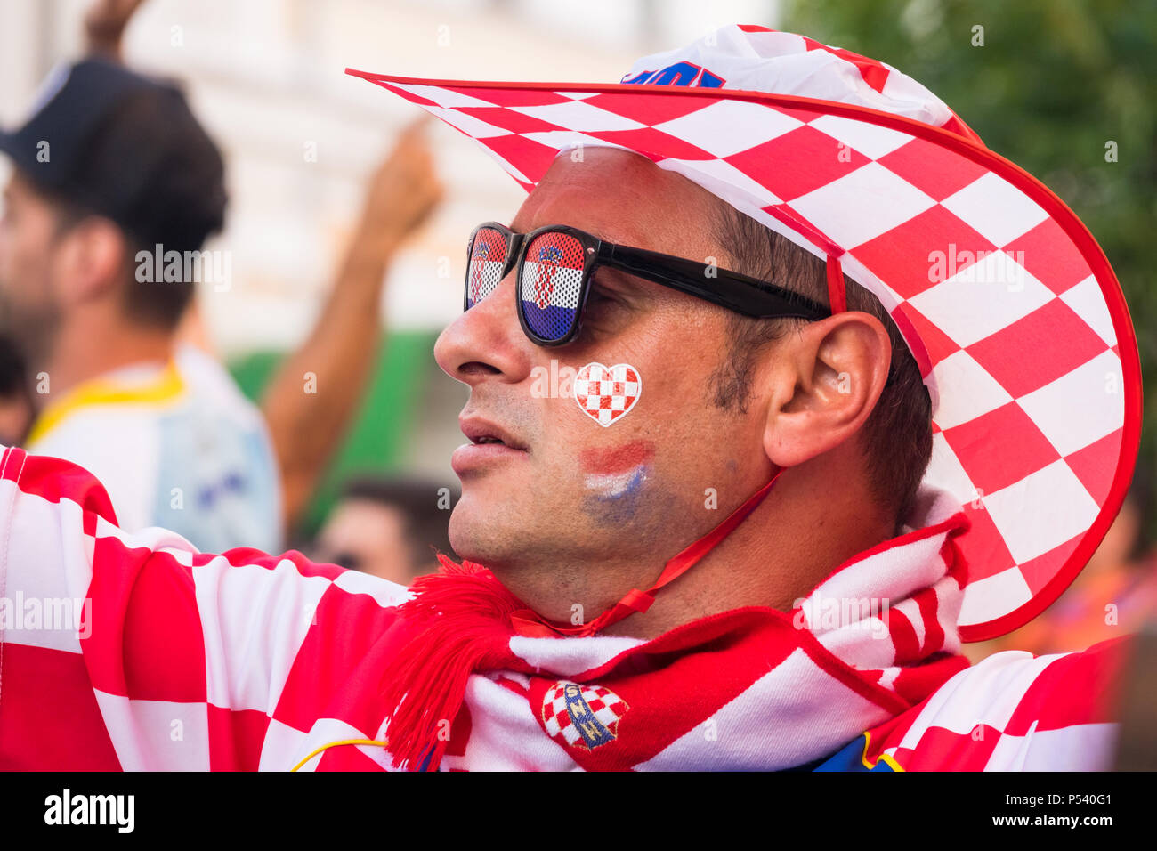 Fan de football croate pendant la Coupe du Monde de la FIFA 2018 en Russie Banque D'Images