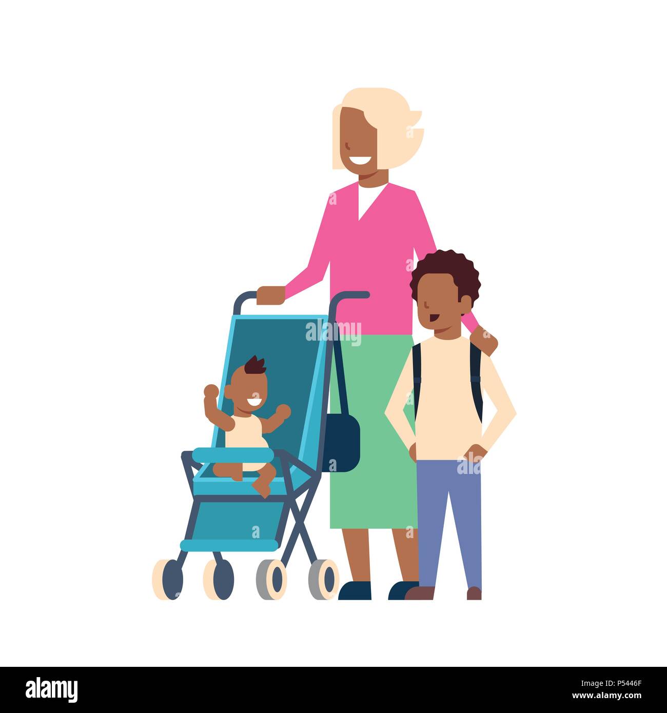 Grand Mere Africaine Avec Bebe Petits Enfants En Poussette Multi Generation Family Pleine Longueur Avatar Sur Fond Blanc Les Concept De Famille D Arbre De Genre Television Design Dessin Anime Image Vectorielle Stock Alamy
