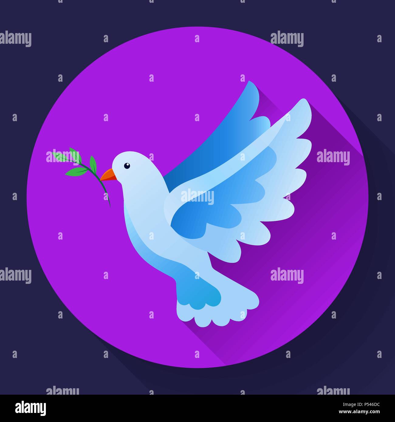 Avec la branche bleue l'icône de la paix. Flying blue bird et la paix concept. Concept Le pacifisme. Symbole de vol libre. Icône - colombe symbole de Dieu, la paix sur terre, la providence divine, l'ange de Dieu. Illustration de Vecteur