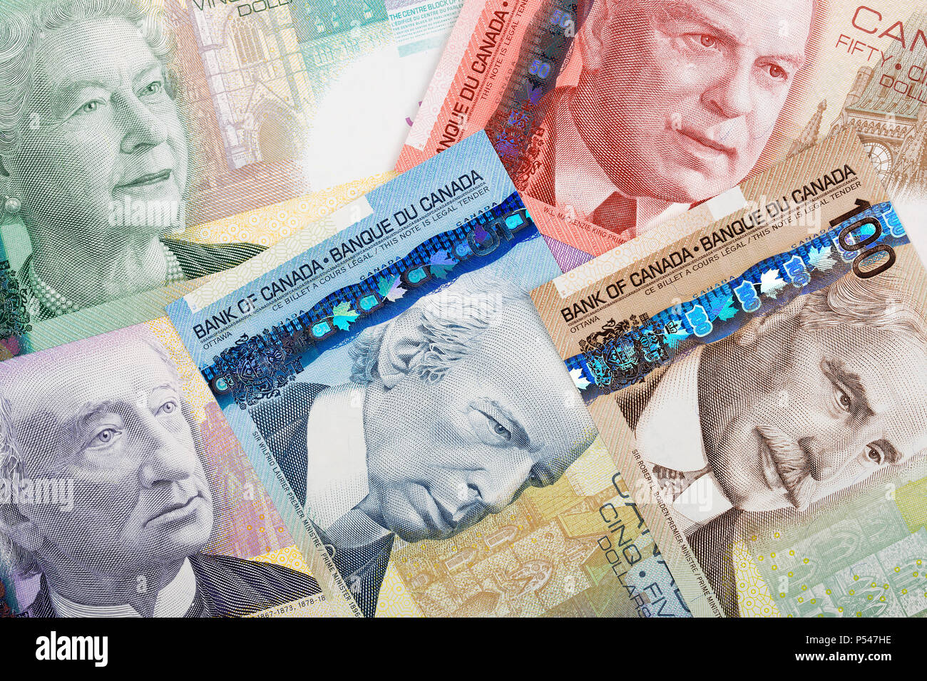 L'argent canadien, un arrière-plan Banque D'Images