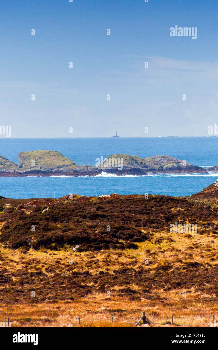 Pause dans la mer de corail où le célèbre Dubh Artach se dresse le phare, 14 kilomètres de l'île d'Iona Hébrides, Argyll and Bute, Ecosse, Royaume-Uni Banque D'Images
