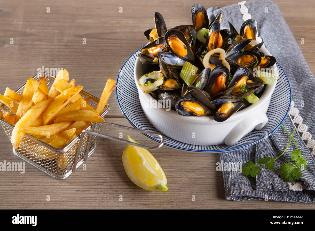 Moules et frites Banque D'Images