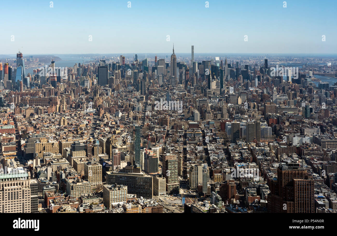 Manhattan vu d'une plate-forme d'observation du World Trade Center, New York City, USA Banque D'Images