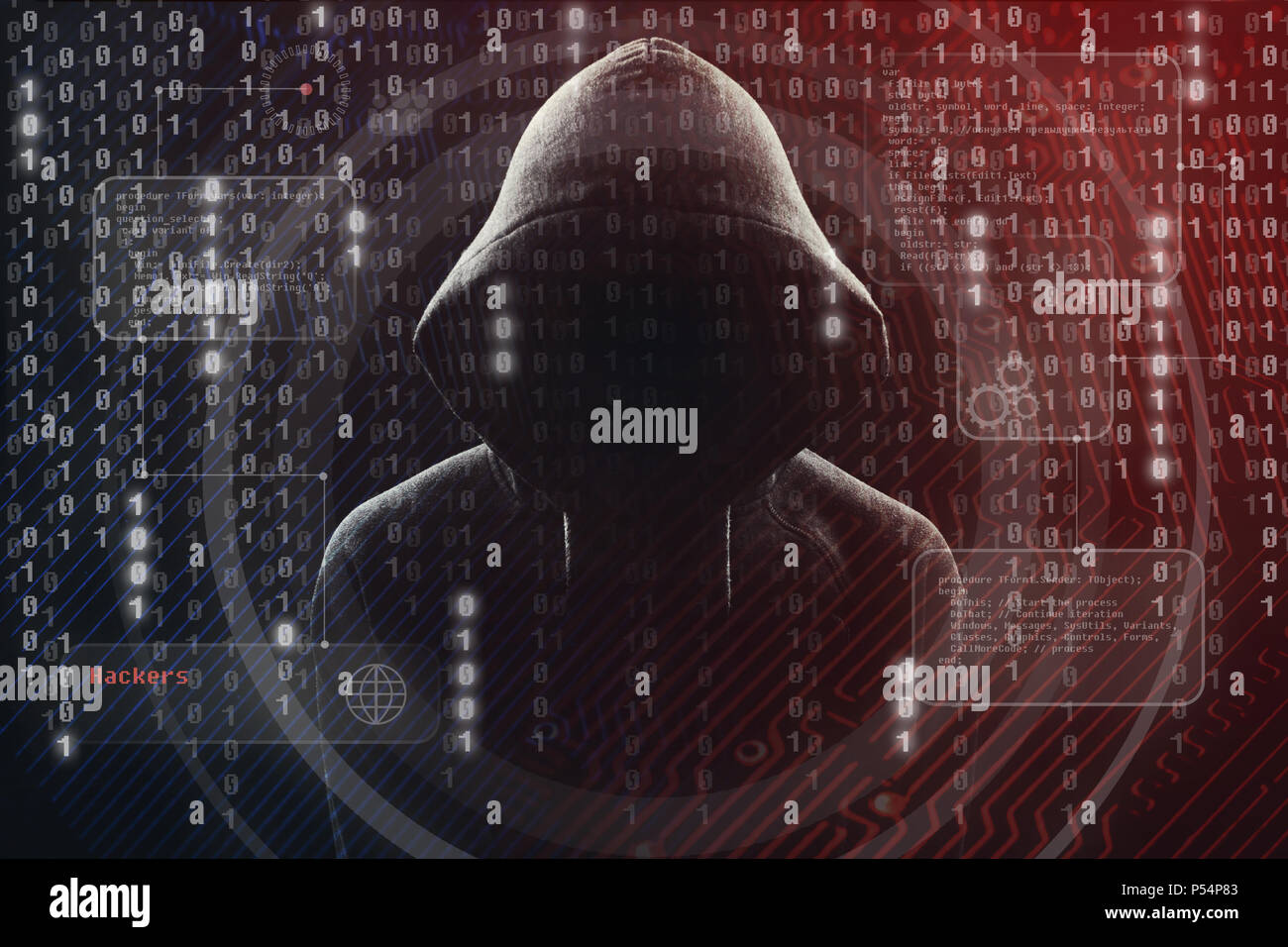 Jeune hacker en concept de sécurité des données Banque D'Images