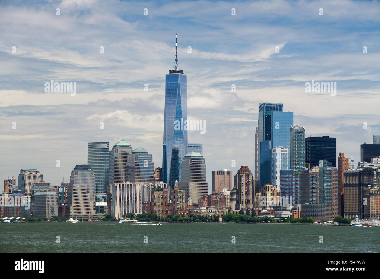 One World Trade Center New York Horizon Manhattan, Battery Park, Banque D'Images