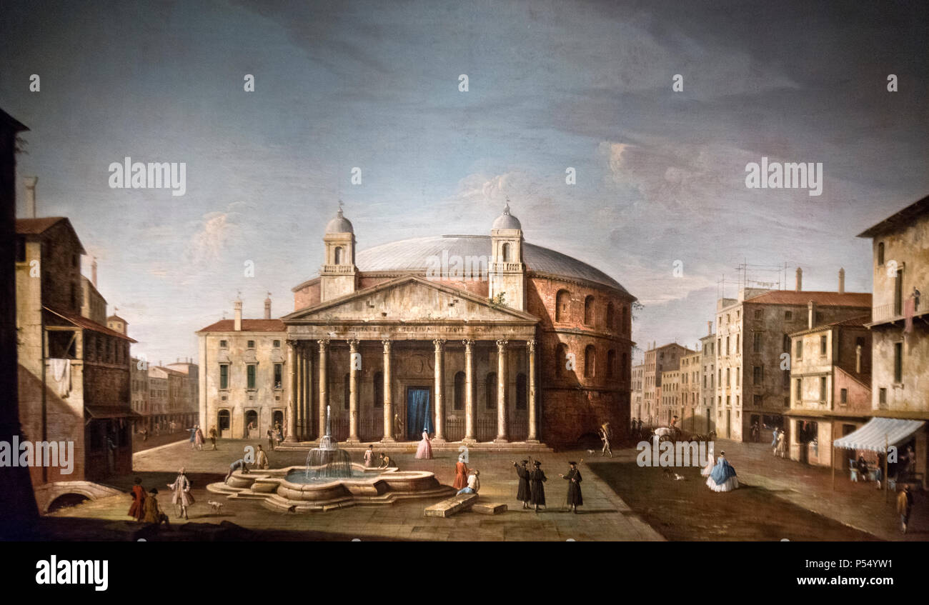 Giacomo Apollonio - Vue de la Piazza della Rotonda avec Panthéon d'Agrippa à Rome (1750) Banque D'Images