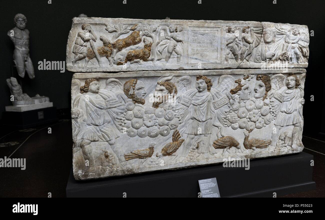 L'Art Roman sarcophage d'Aurelia Kyrilla. En. C. 300 A.C. À partir de Rome. Carlsberg Glyptotek Museum. Copenhague. Le Danemark. Banque D'Images