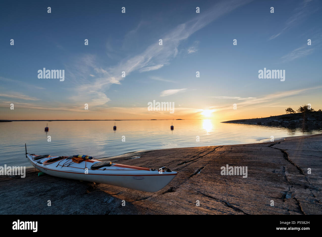 L'aube à Bylandet island, Kirkkonummi, Finlande Banque D'Images