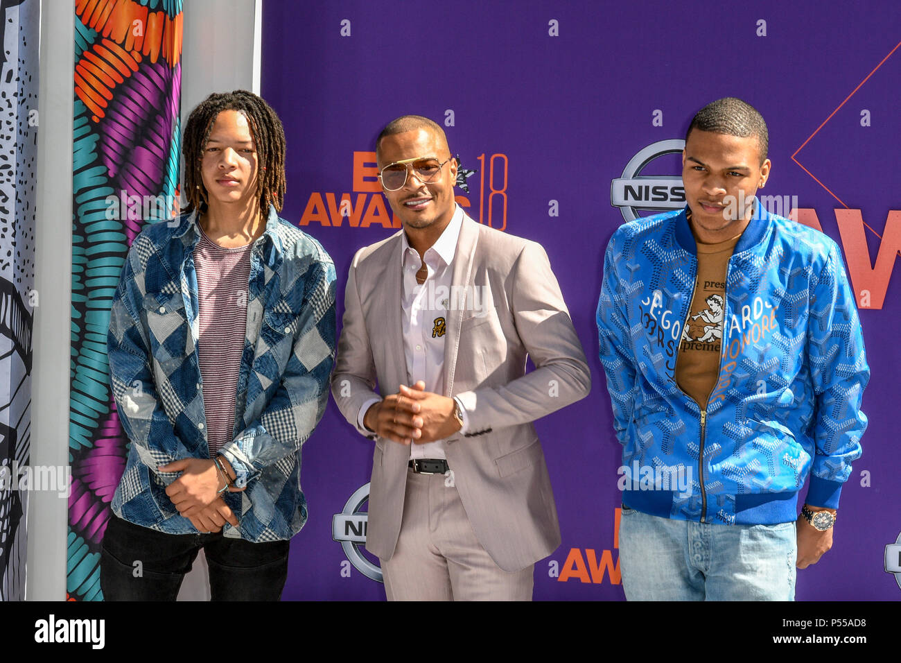 Los Angeles, CA, USA. 24 Juin, 2018. Domani Harris, TI, Messie Harris au BET Awards 2018 lors du Microsoft Theatre de Los Angeles, Californie le 24 juin 2018. Credit : Damairs Carter/media/Alamy Punch Live News Banque D'Images